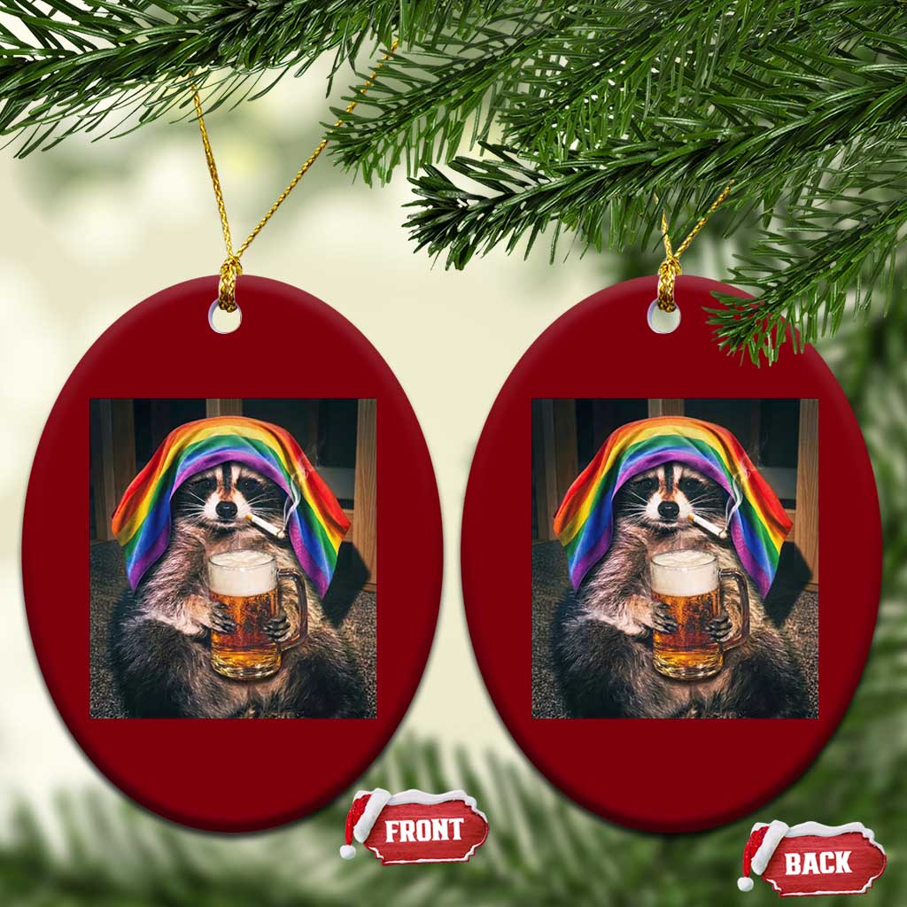LGBTQ Pride Raccoon Rainbow Flag Ceramic Ornament Funny Drinking Beer TS14 Print Your Wear