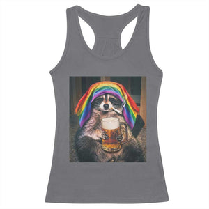 LGBTQ Pride Raccoon Rainbow Flag Racerback Tank Top Funny Drinking Beer TS14 Charcoal Print Your Wear