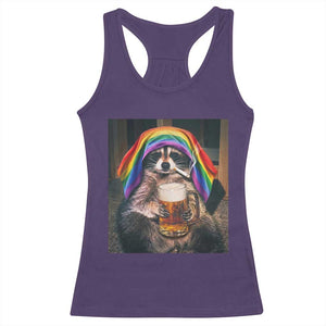 LGBTQ Pride Raccoon Rainbow Flag Racerback Tank Top Funny Drinking Beer TS14 Purple Print Your Wear