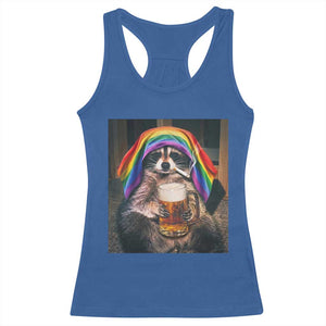 LGBTQ Pride Raccoon Rainbow Flag Racerback Tank Top Funny Drinking Beer TS14 Royal Blue Print Your Wear