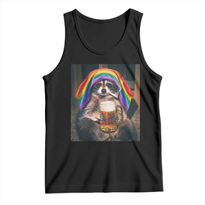 LGBTQ Pride Raccoon Rainbow Flag Tank Top Funny Drinking Beer TS14 Black Print Your Wear