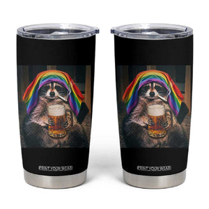 LGBTQ Pride Raccoon Rainbow Flag Tumbler Cup Funny Drinking Beer TS14 Black Print Your Wear