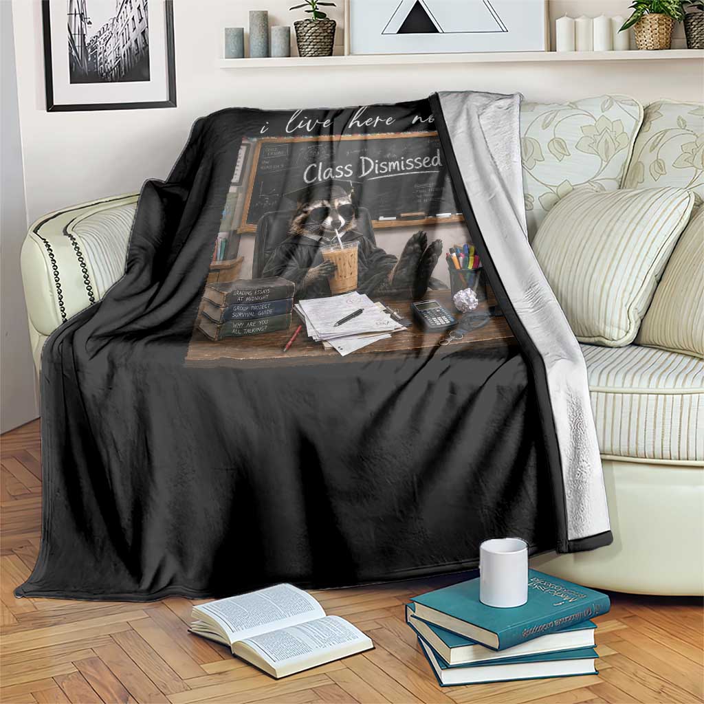 Funny Raccoon Graduation Throw Blanket I Live Here Now TS14 Print Your Wear