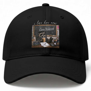Funny Raccoon Graduation Baseball Cap I Live Here Now TS14 Print Your Wear