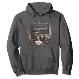 Funny Raccoon Graduation Hoodie I Live Here Now TS14 Dark Heather Print Your Wear