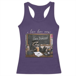 Funny Raccoon Graduation Racerback Tank Top I Live Here Now TS14 Purple Print Your Wear