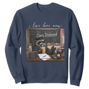 Funny Raccoon Graduation Sweatshirt I Live Here Now TS14 Navy Print Your Wear