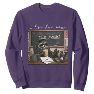 Funny Raccoon Graduation Sweatshirt I Live Here Now TS14 Purple Print Your Wear