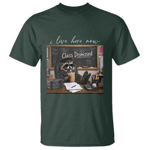 Funny Raccoon Graduation T Shirt I Live Here Now TS14 Dark Forest Green Print Your Wear