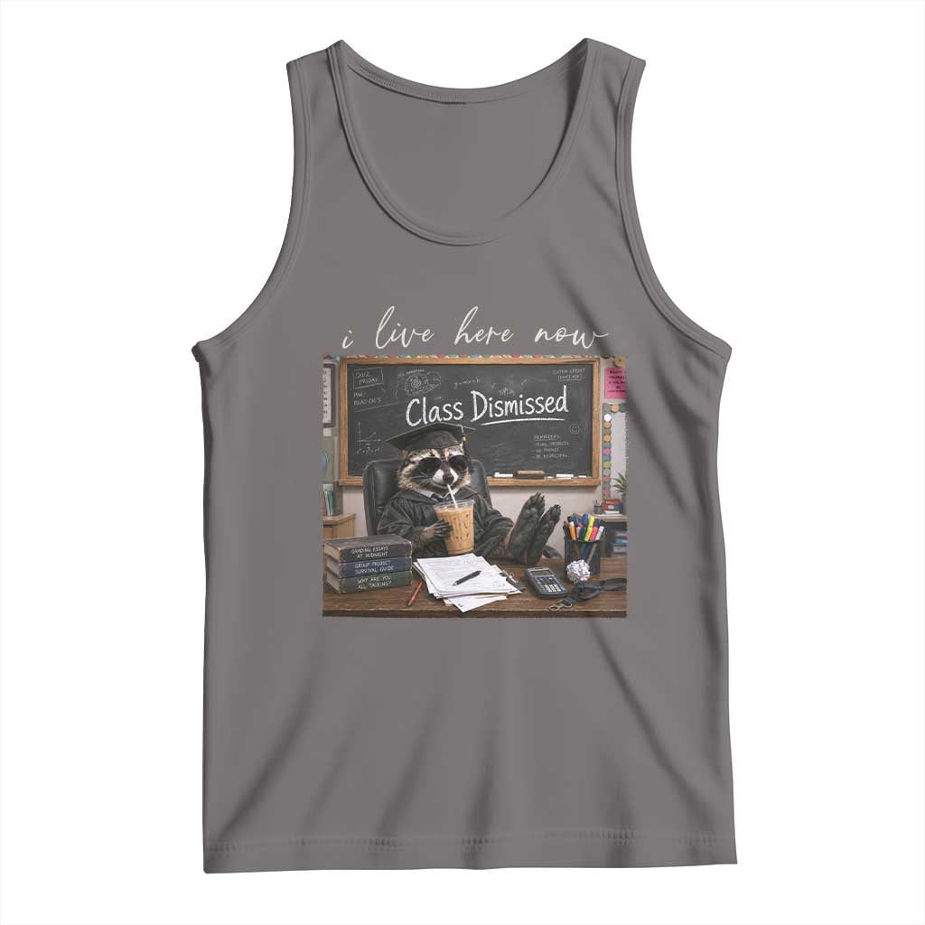 Funny Raccoon Graduation Tank Top I Live Here Now TS14 Deep Heather Print Your Wear