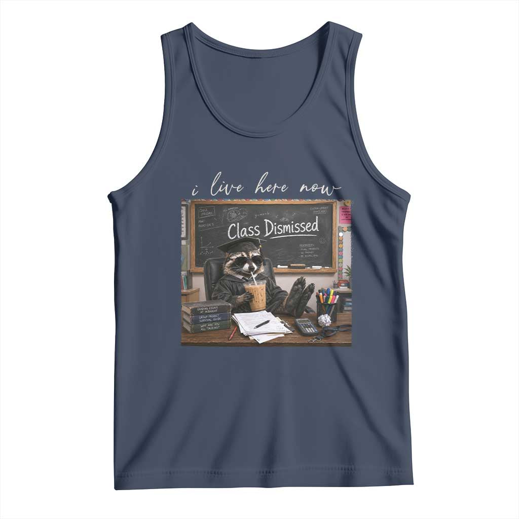 Funny Raccoon Graduation Tank Top I Live Here Now TS14 Navy Print Your Wear