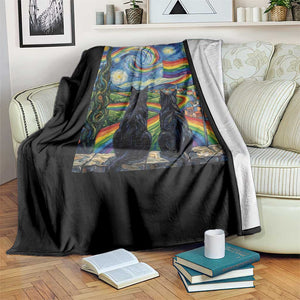 Cat Gay Pride Throw Blanket Starry Night Style LGBTQ Pride Support TS14 Print Your Wear