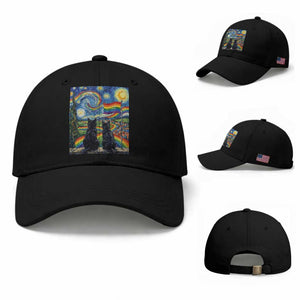 Cat Gay Pride Baseball Cap Starry Night Style LGBTQ Pride Support TS14 Baseball Cap Universal Fit Black Print Your Wear