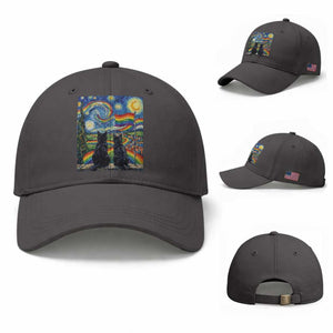 Cat Gay Pride Baseball Cap Starry Night Style LGBTQ Pride Support TS14 Baseball Cap Universal Fit Dark Gray Print Your Wear
