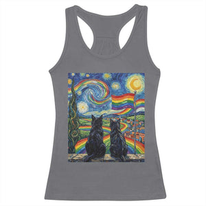 Cat Gay Pride Racerback Tank Top Starry Night Style LGBTQ Pride Support TS14 Charcoal Print Your Wear