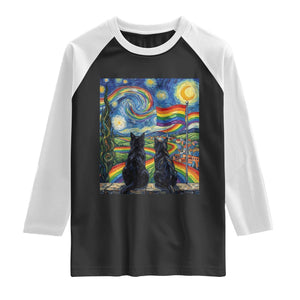 Cat Gay Pride Raglan Shirt Starry Night Style LGBTQ Pride Support TS14 Black White Print Your Wear
