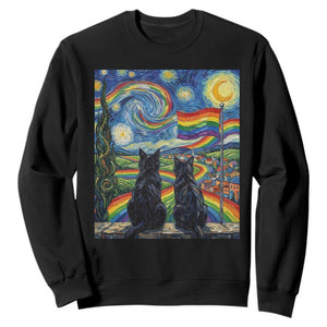 Cat Gay Pride Sweatshirt Starry Night Style LGBTQ Pride Support TS14 Black Print Your Wear