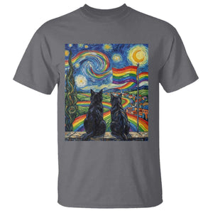 Cat Gay Pride T Shirt Starry Night Style LGBTQ Pride Support TS14 Charcoal Print Your Wear
