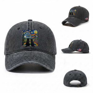 Cat Gay Pride Washed Cotton Baseball Cap Starry Night Style LGBTQ Pride Support TS14 Washed Cap Universal Fit Dark Gray Print Your Wear