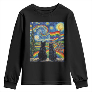 Cat Gay Pride Youth Sweatshirt Starry Night Style LGBTQ Pride Support TS14 Black Print Your Wear