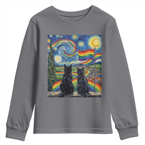 Cat Gay Pride Youth Sweatshirt Starry Night Style LGBTQ Pride Support TS14 Charcoal Print Your Wear