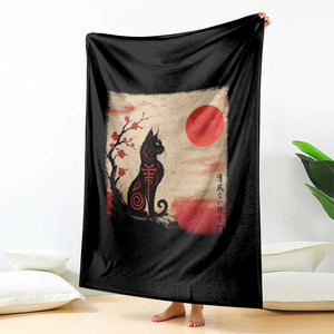 Kawaii Anime Cat Japanese Cherry Blossom Throw Blanket TS14 Print Your Wear
