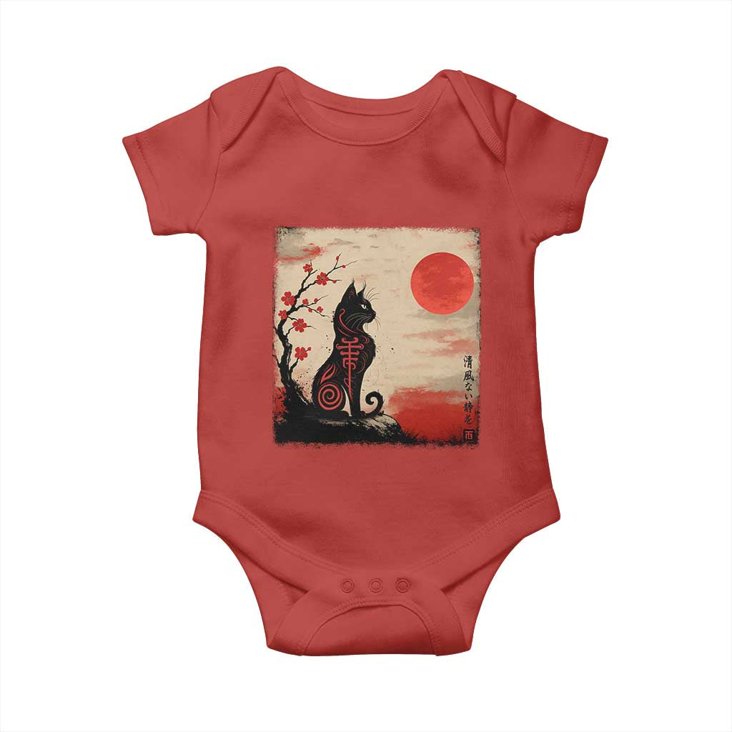 Kawaii Anime Cat Japanese Cherry Blossom Baby Onesie TS14 Red Print Your Wear
