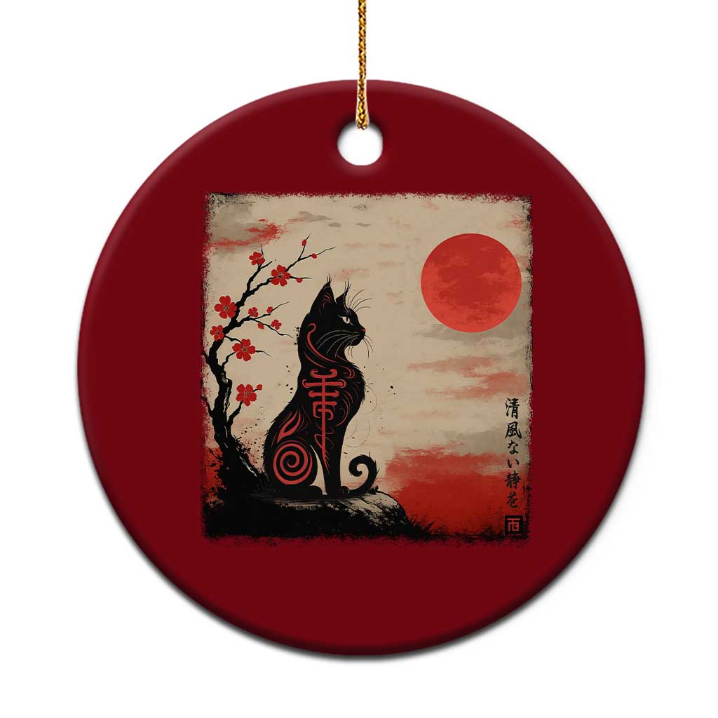 Kawaii Anime Cat Japanese Cherry Blossom Ceramic Ornament TS14 1pc Red Print Your Wear
