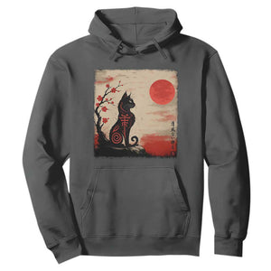 Kawaii Anime Cat Japanese Cherry Blossom Hoodie TS14 Dark Heather Print Your Wear