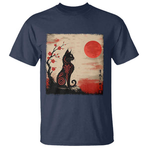 Kawaii Anime Cat Japanese Cherry Blossom T Shirt TS14 Navy Print Your Wear