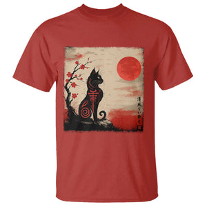 Kawaii Anime Cat Japanese Cherry Blossom T Shirt TS14 Red Print Your Wear