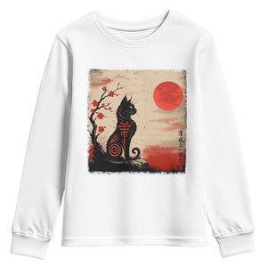 Kawaii Anime Cat Japanese Cherry Blossom Youth Sweatshirt TS14 White Print Your Wear