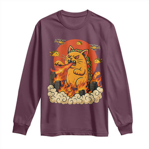 Tacocat Monster Long Sleeve Shirt Funny Cats Taco Lovers TS14 Maroon Print Your Wear