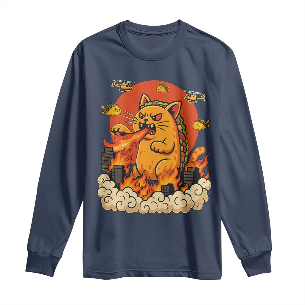 Tacocat Monster Long Sleeve Shirt Funny Cats Taco Lovers TS14 Navy Print Your Wear