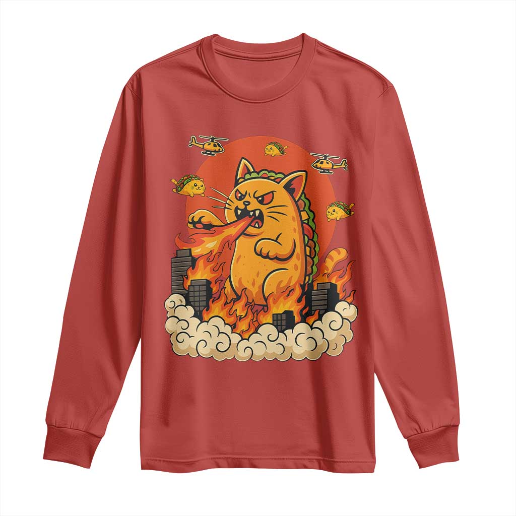 Tacocat Monster Long Sleeve Shirt Funny Cats Taco Lovers TS14 Red Print Your Wear