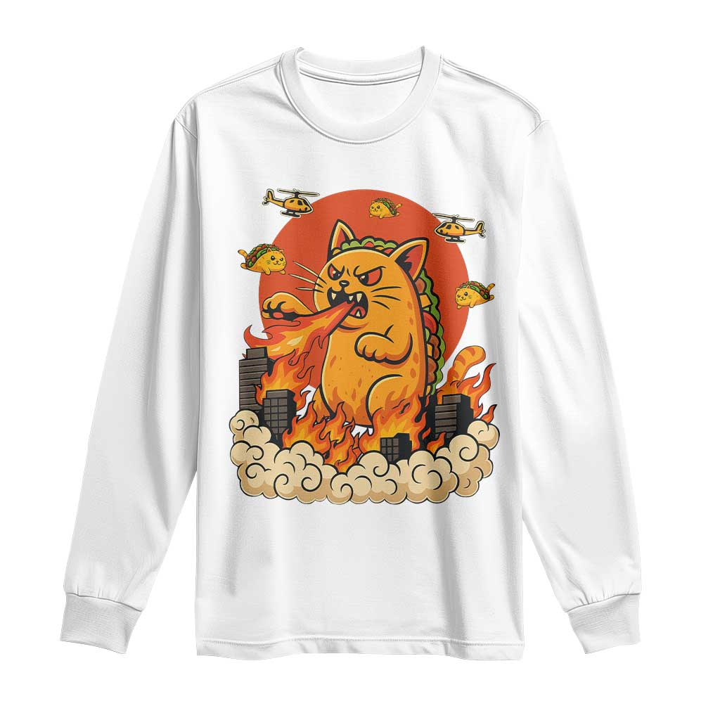 Tacocat Monster Long Sleeve Shirt Funny Cats Taco Lovers TS14 White Print Your Wear