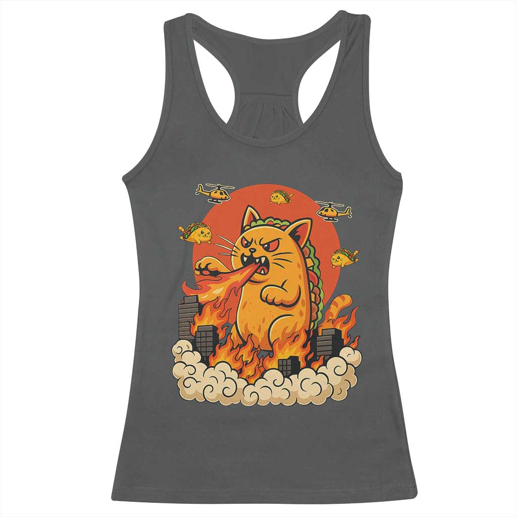 Tacocat Monster Racerback Tank Top Funny Cats Taco Lovers TS14 Dark Heather Print Your Wear