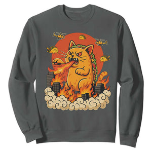 Tacocat Monster Sweatshirt Funny Cats Taco Lovers TS14 Dark Heather Print Your Wear