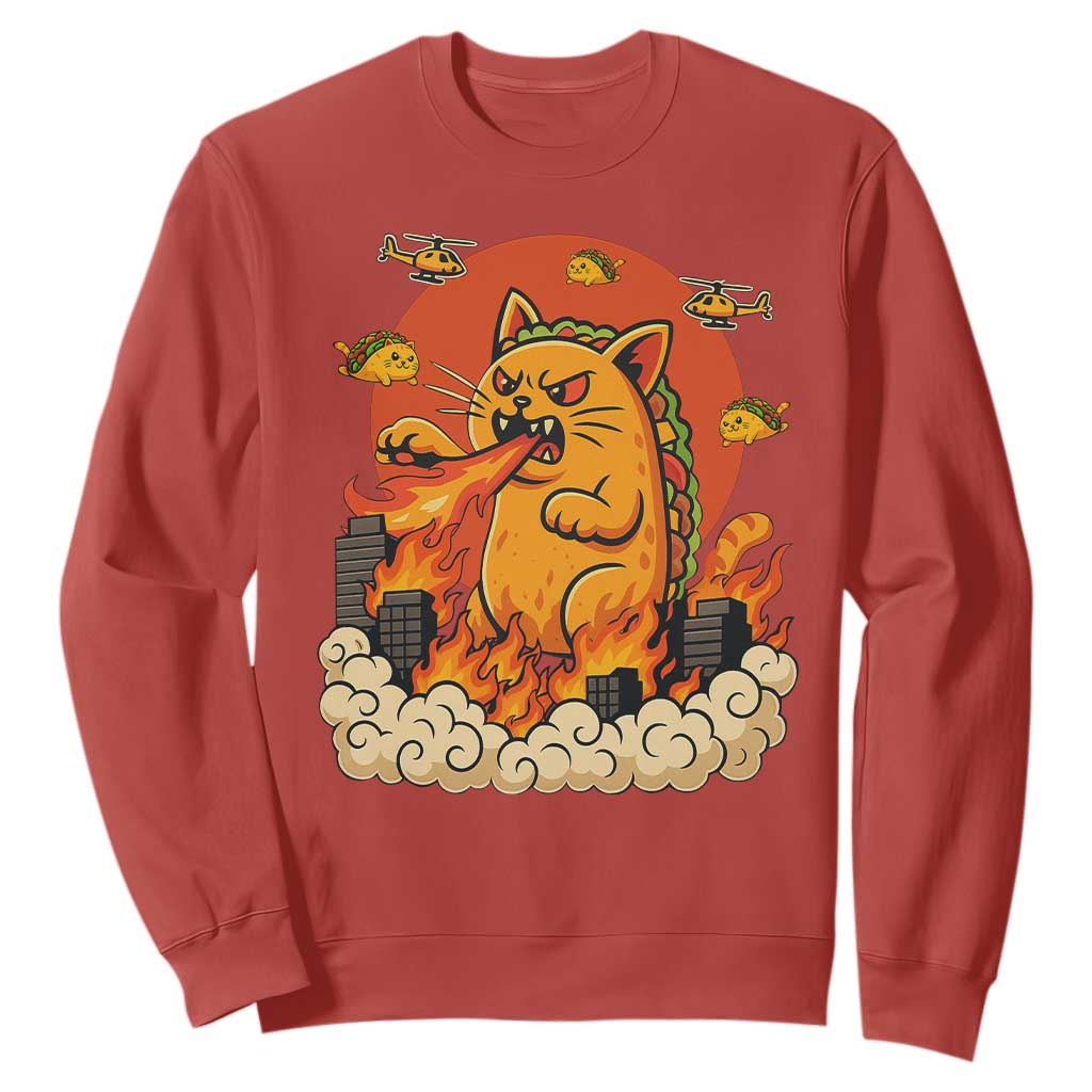 Tacocat Monster Sweatshirt Funny Cats Taco Lovers TS14 Red Print Your Wear