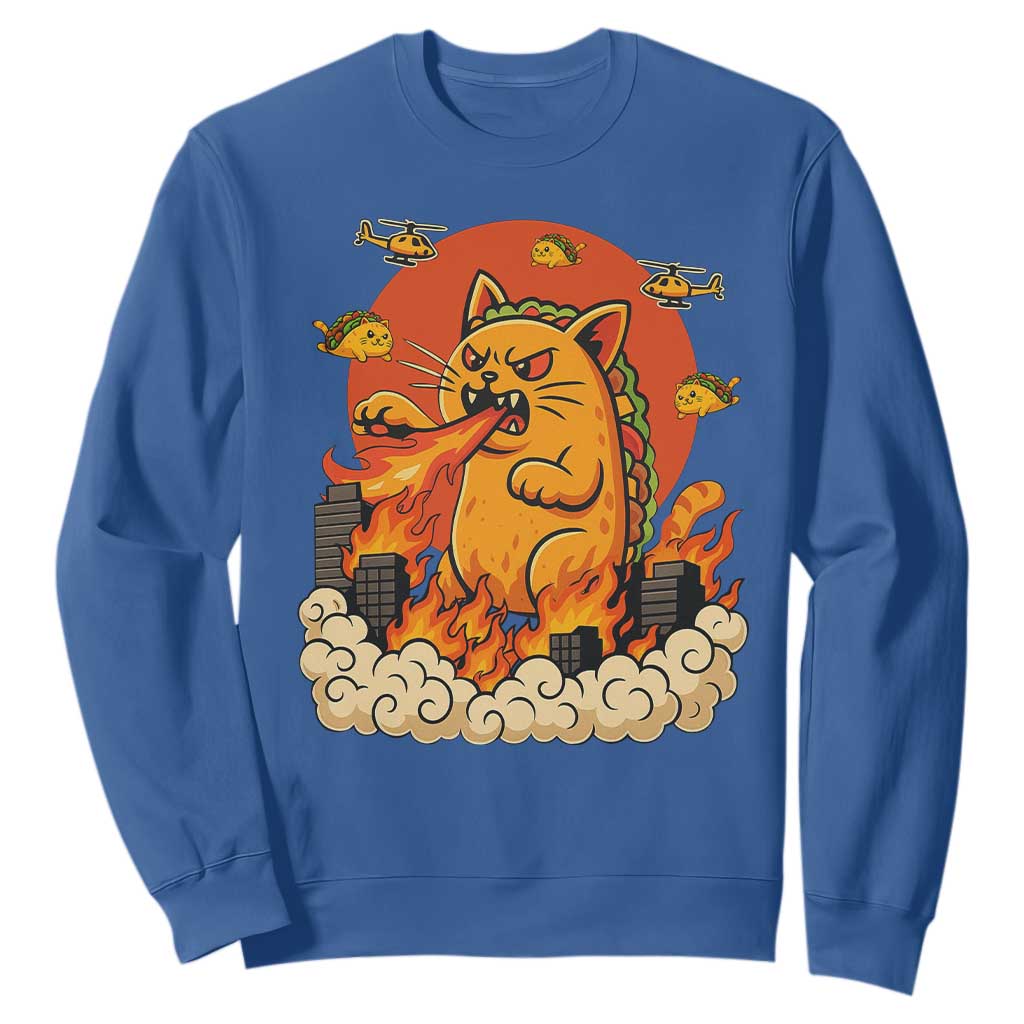 Tacocat Monster Sweatshirt Funny Cats Taco Lovers TS14 Royal Blue Print Your Wear