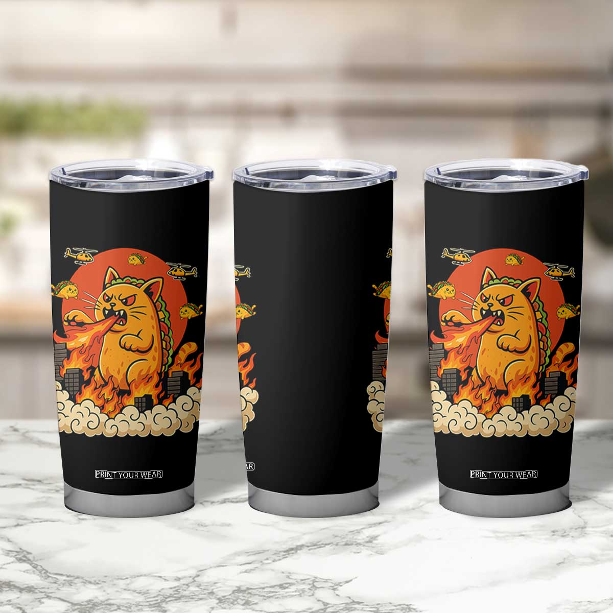 Tacocat Monster Tumbler Cup Funny Cats Taco Lovers TS14 Print Your Wear