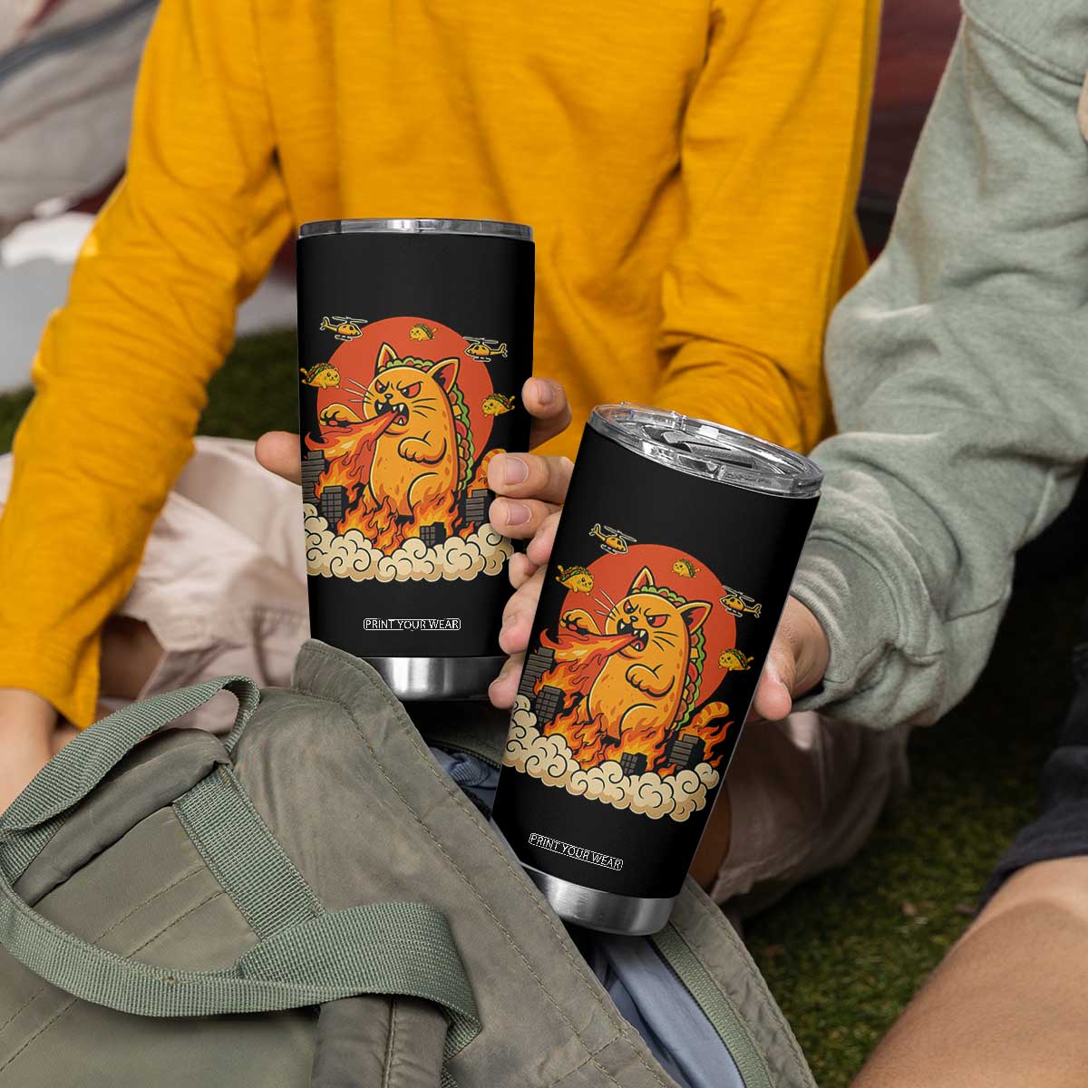 Tacocat Monster Tumbler Cup Funny Cats Taco Lovers TS14 Print Your Wear