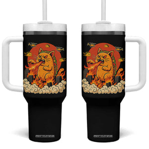 Tacocat Monster Tumbler With Handle Funny Cats Taco Lovers TS14 One Size: 40 oz Black Print Your Wear