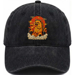 Tacocat Monster Washed Cotton Baseball Cap Funny Cats Taco Lovers TS14 Washed Cap Universal Fit Black Print Your Wear