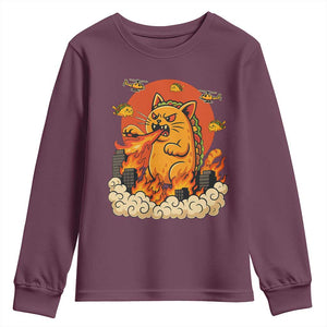 Tacocat Monster Youth Sweatshirt Funny Cats Taco Lovers TS14 Maroon Print Your Wear