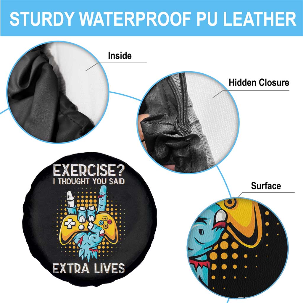 Funny Gamer Skeleton Hand Spare Tire Cover Exercise I Thought You Said Extra Lives TS14 Print Your Wear