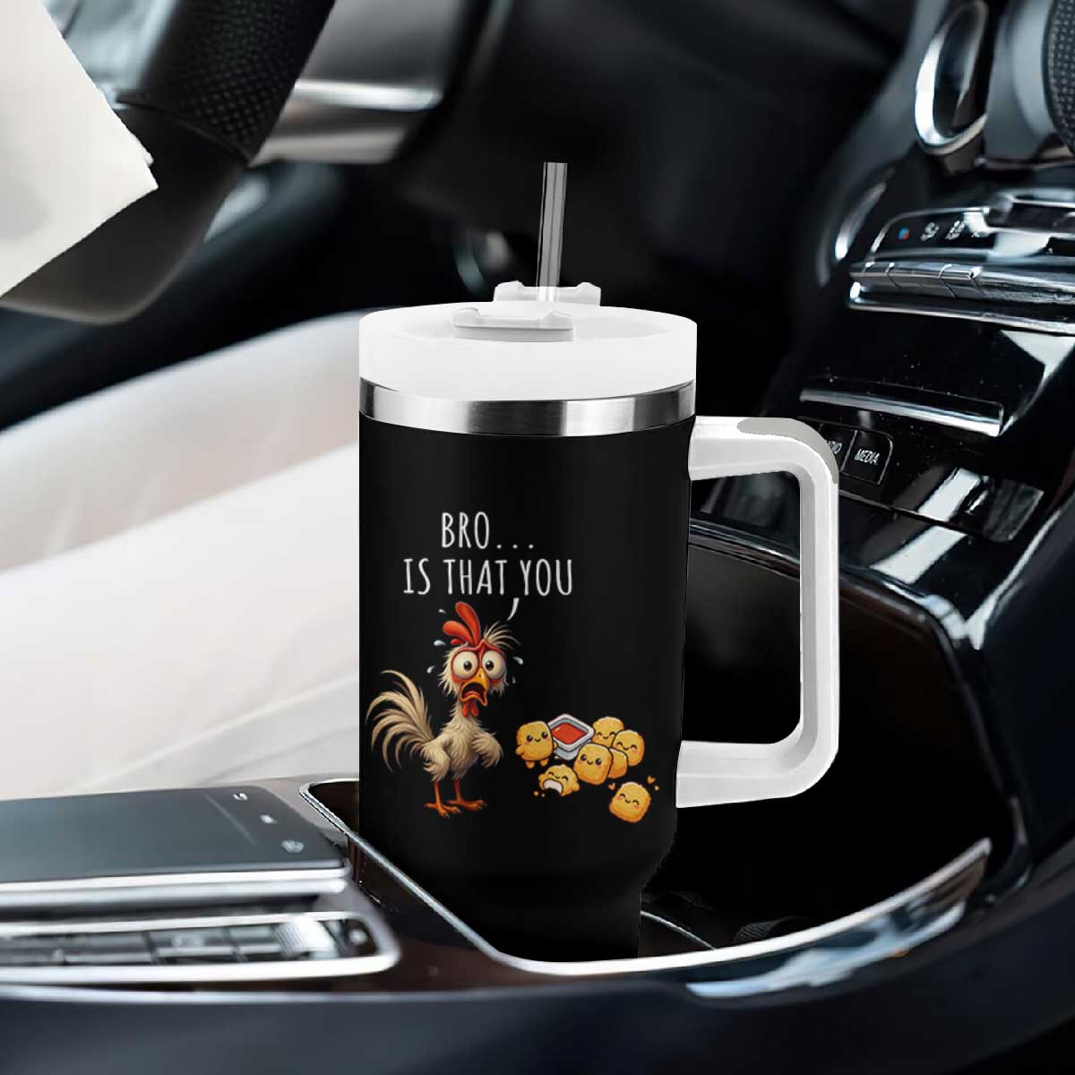 Funny Chicken Tumbler With Handle Is That You Bro TS14 Print Your Wear
