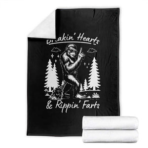 Funny Bigfoot Sasquatch Throw Blanket Breakin Hearts And Rippin Farts TS14 Black Print Your Wear