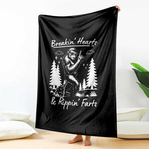Funny Bigfoot Sasquatch Throw Blanket Breakin Hearts And Rippin Farts TS14 Print Your Wear