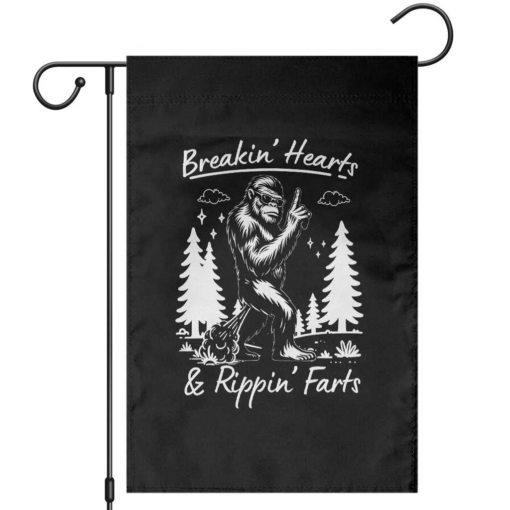 Funny Bigfoot Sasquatch Garden Flag Breakin Hearts And Rippin Farts TS14 Black Print Your Wear